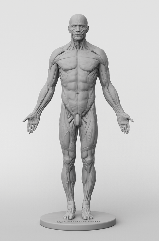 3d figure detailing the muscle groups of a man