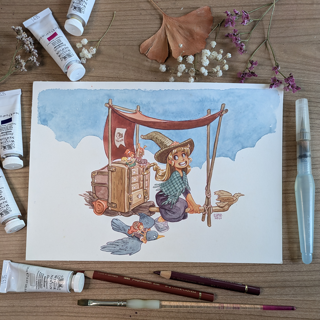 Original artwork by Simone Grünewald: 'Flying Shop'