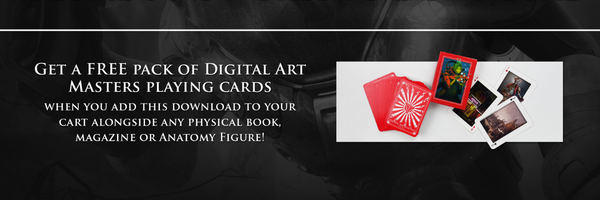 Add a free Digital Art Masters download to your cart alongside any physical book, magazine or Anatomy Figure and get a FREE pack of Digital Art Masters playing cards