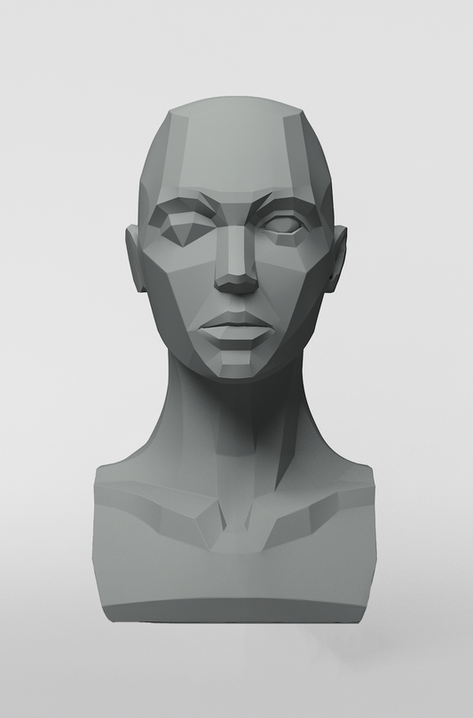 A 3d bust of a female face