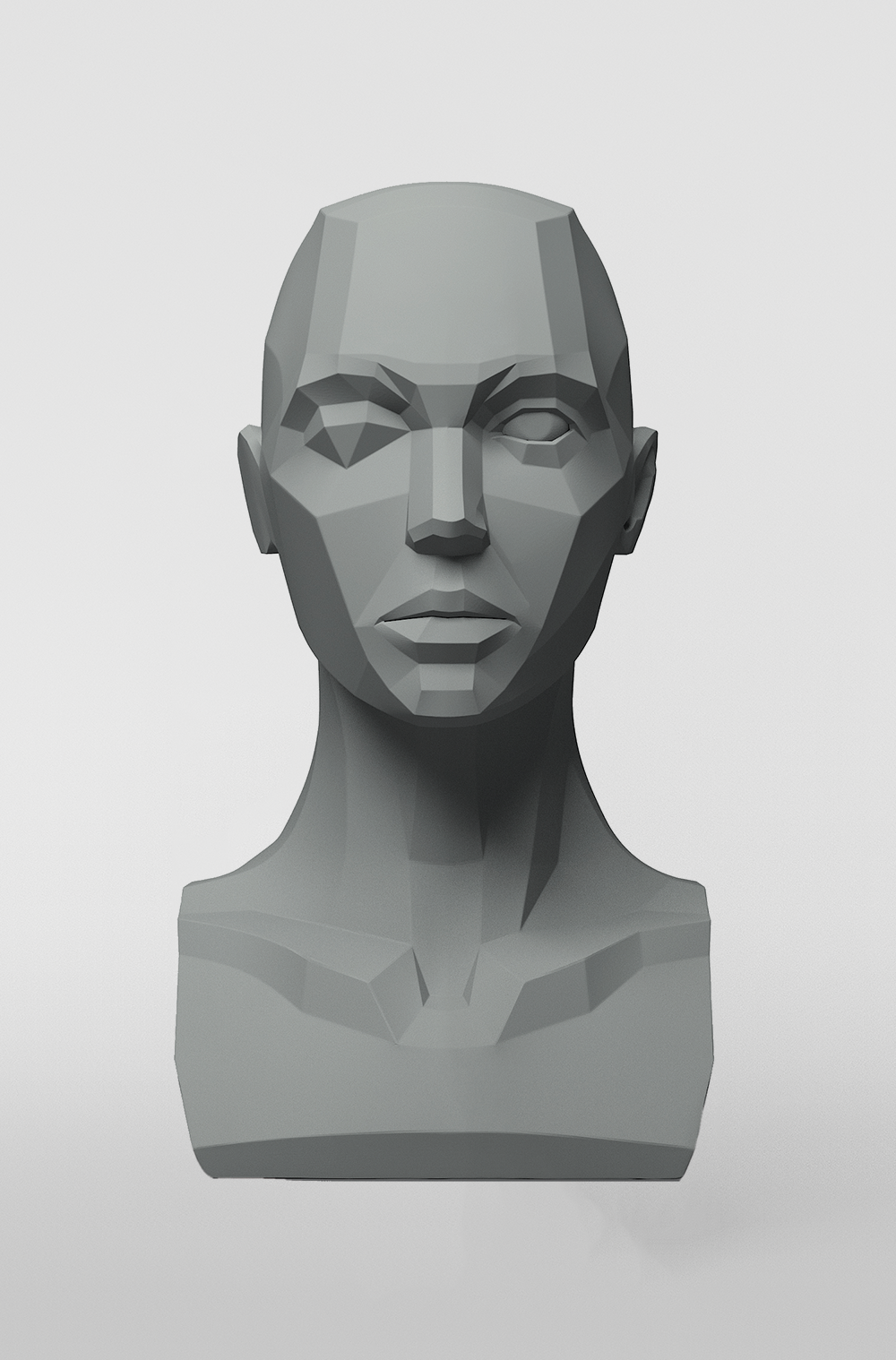 A 3d bust of a female face