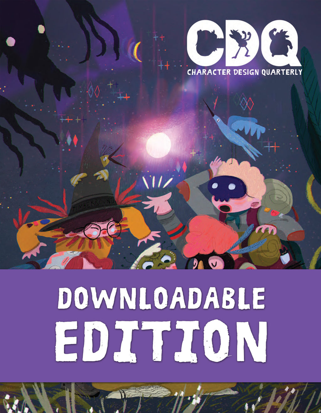 Character Design Quarterly cover of an illustration of children exploring and discovering magic