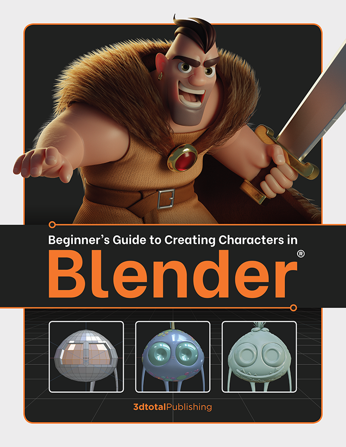 White book cover showing a Viking made using Blender and the title 'Beginner's Guide to Creating Characters in Blender'