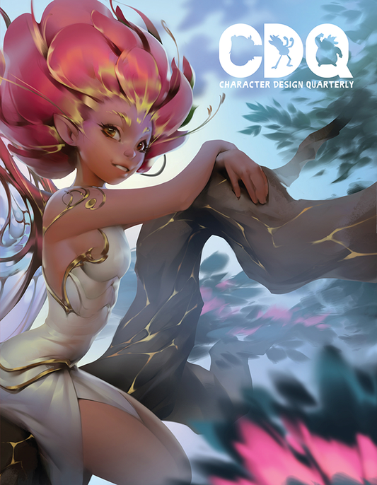  Character Design Quarterly cover of an illustration of a fairy sitting on a tree branch